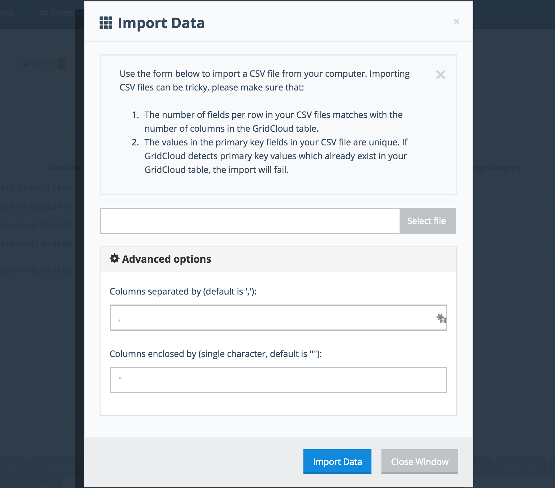 Import data