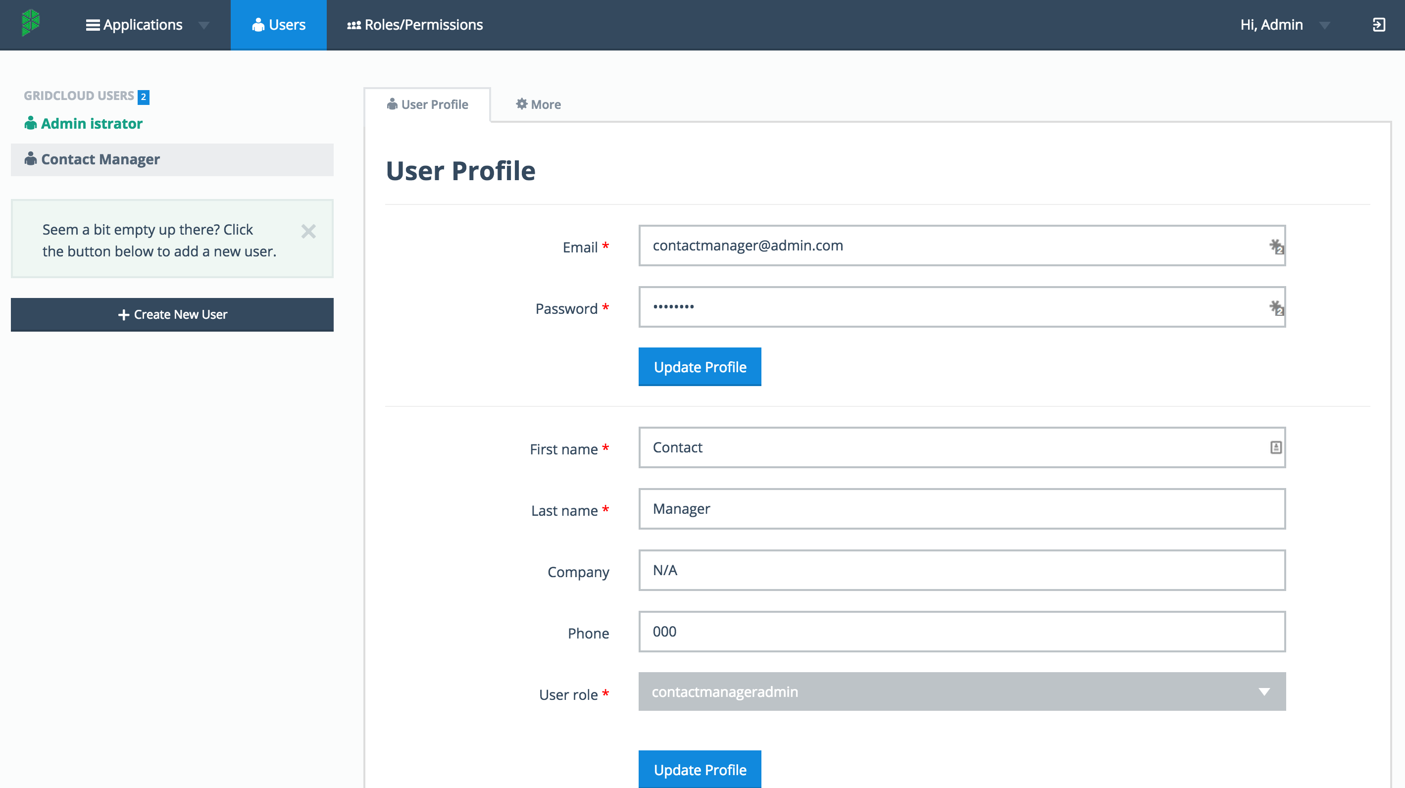 Users and permissions